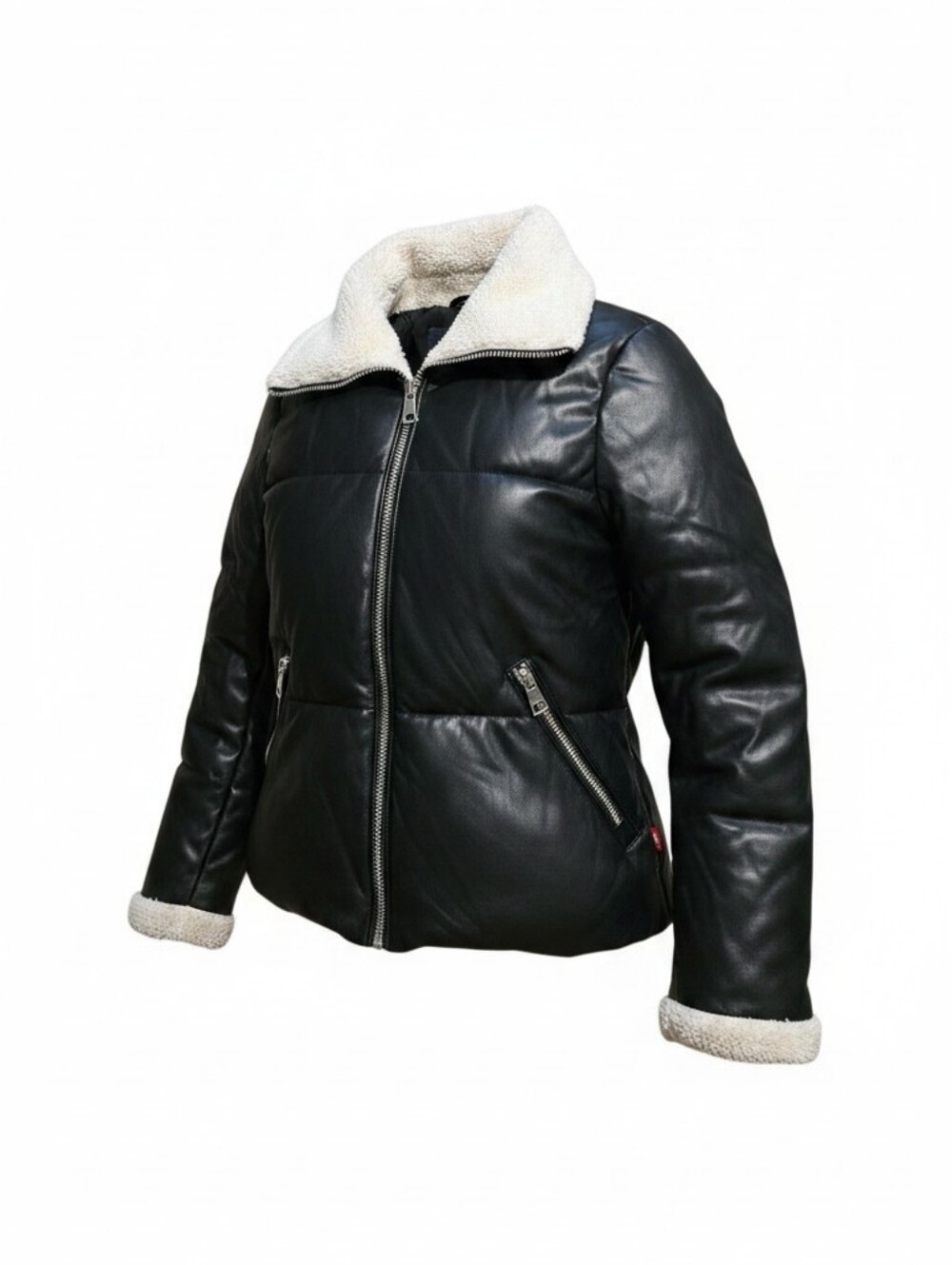 Levi's women's black faux leather puffer
